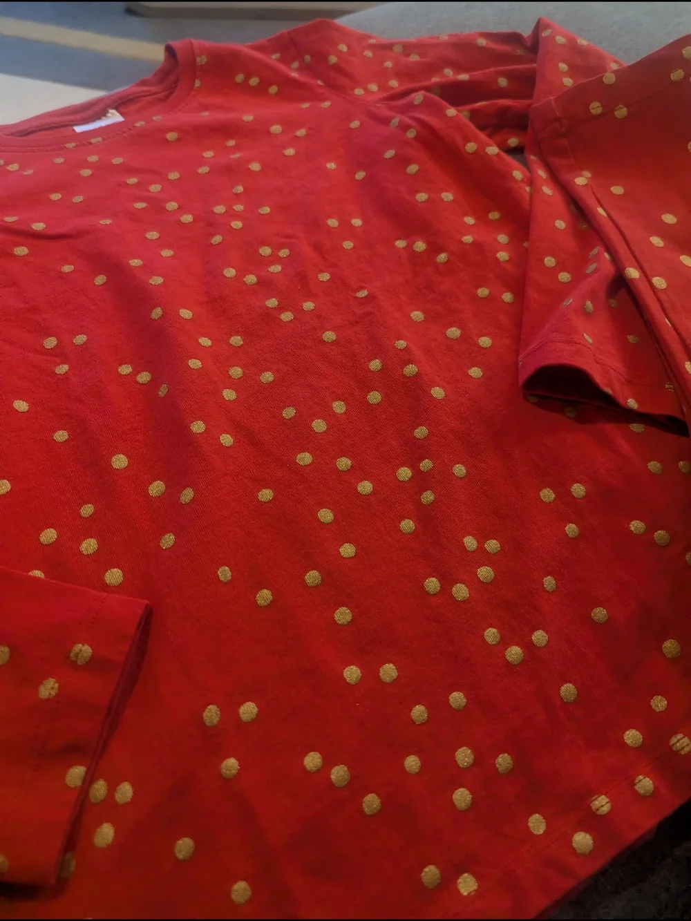 Hanna Andersson Red Pajama Set with Gold Polka Dots